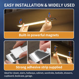 Under Cabinet Lights,88 LED Operated Motion Sensor Light Indoor,2200mAh USB Rechargeable Closet Lights, 6 Pack Magnetic Dimmable Closet Lights，Wireless Under Counter Lights for Kitchen, Stairs