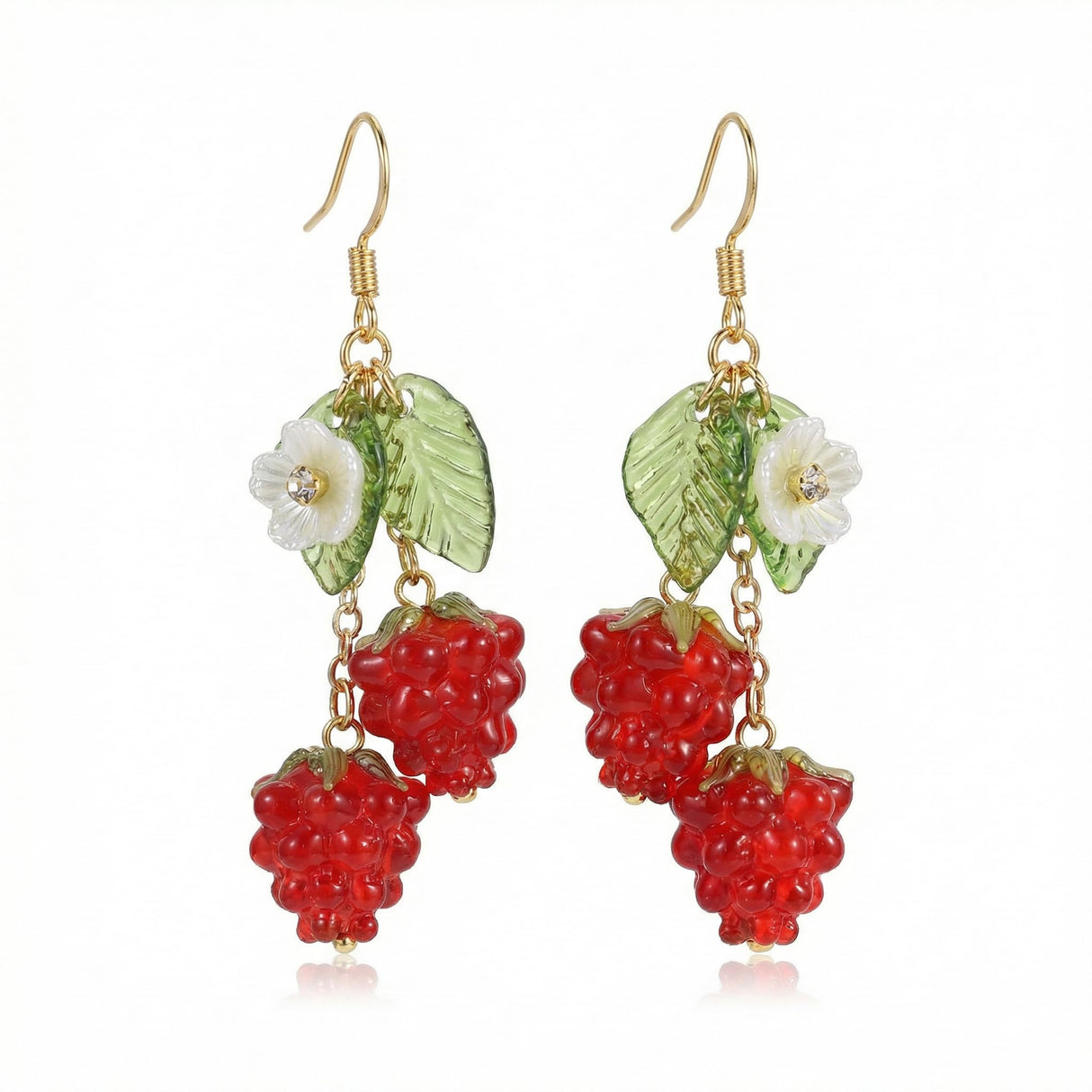 Cute Fruit earring,Dangle Drop Lightweight Food Earrings for Women (Red- 2 Raspberry)