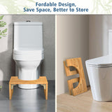 KingPavonini Bamboo Toilet Stool Squat 7in & 9in Adjustable Heights, Foldable Potty Stool for Adults with Non-Slip Layer to Improve Bathroom Posture and Comfort, 400 lbs Capacity