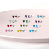 Heart Birthstone Screw Back Earrings, 925 Sterling Silver Hypoallergenic (June)