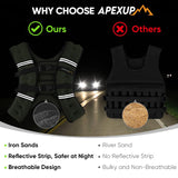APEXUP Weighted Vest with 5lbs/10lbs/15lbs/20lbs/25lbs/30lbs Weights and Reflective Stripe, Weight Vest Men Women for Workout, Strength Training, Running (Green, 25lbs)