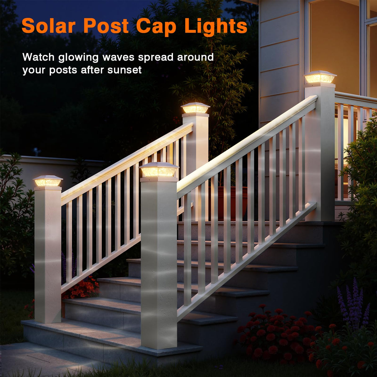 ENSLI 8 Pack Solar Post Cap Lights, 2 Mode Bright Solar Post Lights Outdoor Waterproof Fence Post Cap Lights, Outdoor Post Lights Solar Powered Deck Light for 4x4 4.5x4.5 5x5 Posts in Garden Decor