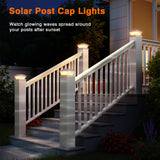 ENSLI 8 Pack Solar Post Cap Lights, 2 Mode Bright Solar Post Lights Outdoor Waterproof Fence Post Cap Lights, Outdoor Post Lights Solar Powered Deck Light for 4x4 4.5x4.5 5x5 Posts in Garden Decor