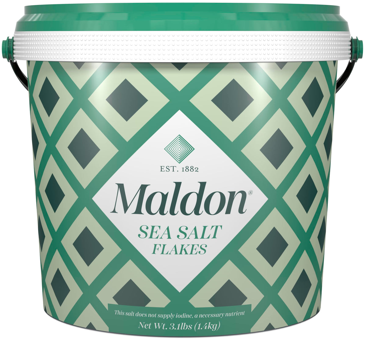 Maldon - Sea Salt Flakes Tub, 3.1 lb (1.4kg) - Unique Pyramid Shaped Salt Flakes, Perfect for a Wide Range of Dishes, Hand-Harvested for Four Generations