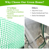 U'Artlines Portable Mini Greenhouse Small Green House with Waterproof Pad 23x13x17 Inch Plant Cover Tent for Garden Small Plants Indoor Outdoor, Green PE