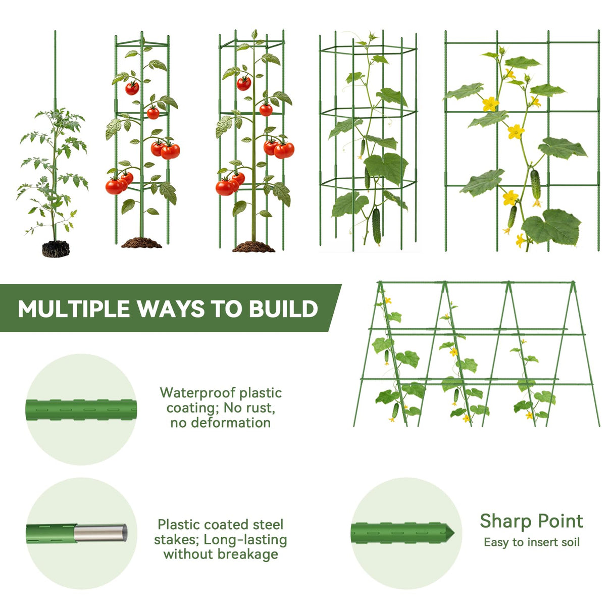 Halatool 8 Pack Tomato Cages for Garden, Up to 48in (4FT) Trellis