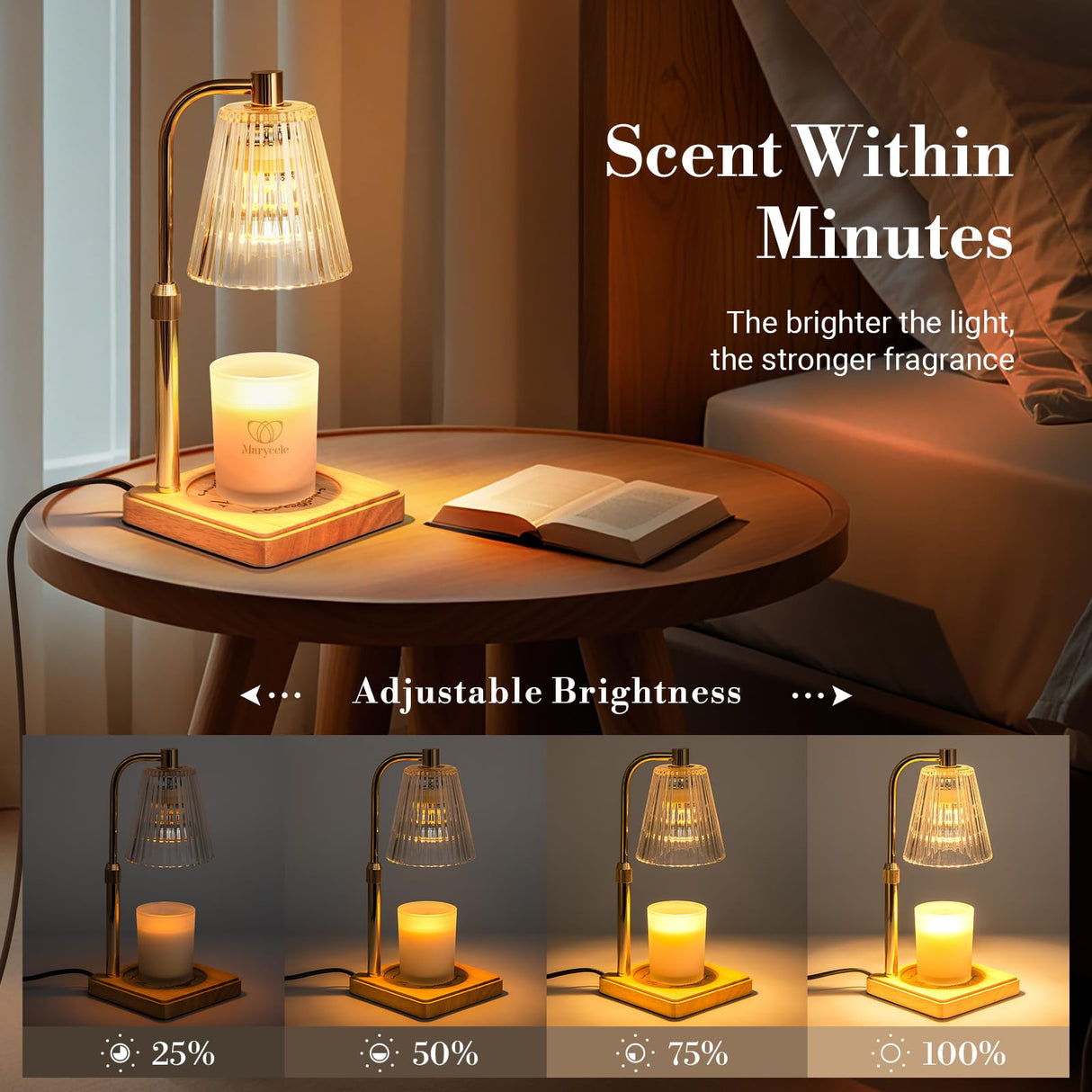 Marycele Candle Warmer Lamp with Timer Dimmer, Christmas Birthday Gifts for Mom Women Sister Her, House Warming Gifts, Thanksgiving Decorations for Office Room Home Decor, Clear Adjustable Wax Warmer