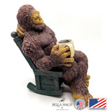 Bella Haus Bigfoot Garden Statue | Sasquatch Enjoying Morning Coffee | Whimsical Bigfoot Cabin Décor for Yard Patio Office or Home | Mythical Coffee-Loving Sasquatch Figurine | Hand-Painted Resin