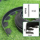 33FT Landscape Edging, 4 Inch Garden Edging Border with 50 Spikes, Flexible Lawn Edging for Trees, Landscape, Garden, Flower Beds, Lawn, Yard, Pathway, Paver Edge-Black
