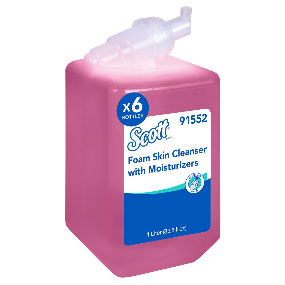 Scott Professional Foam Hand Soap with Moisturizers (91552), 1.0 L, Foaming, Pink, Floral Scent, Manual Refills (6 Bottles)