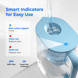Waterdrop PT-07B Water Filter Pitcher with 3 Filters, 10-Cup, NSF Certified, 600-Gallon Long-Life, Improved Coffee & Tea Taste, Reduces PFOA/PFOS, Chlorine, 5X Longer Filter Life, Blue