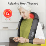 Snailax Rechargeable Neck Massager with Heat, Shiatsu Back and Neck Massager, Cordless Portable Deep Kneading Shoulder Massage Pillow, Gifts for Dad Mom