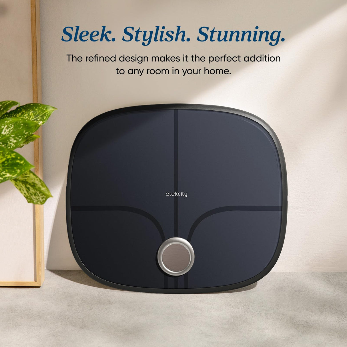 Etekcity Smart Rechargeable Scale for Body Weight, BMI, Fat, Muscle Mass, FSA HSA Eligible, Digital Bathroom Scale with 13 Metrics, Secret Mode, Bluetooth Connect to Free Apps, Stealth Black
