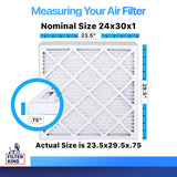Filter King 24x30x1 Air Filter (MERV 8) (6-Pack) Dust & Allergy Control AC Furnace Filters, MADE IN USA, HVAC, Pleated, Electrostatic (Actual Size: 23.5 x 29.5 x .75)