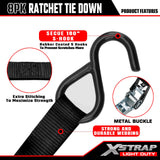 XSTRAP STANDARD Ratchet Tie Down Straps 8PK 1'' x 10 ft - 900 LB Break Strength Cargo Straps for Moving Appliances, Lawn Equipment, Motorcycle (Black)