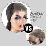 FACMOOD 6x4 HD Lace Wear and Go Glueless Wig Human Hair Pre-Plucked, Pre-Cut Lace Glueless Wigs, No Glue Lace Front Closure Wig Straight, 200% Density, 24 inch