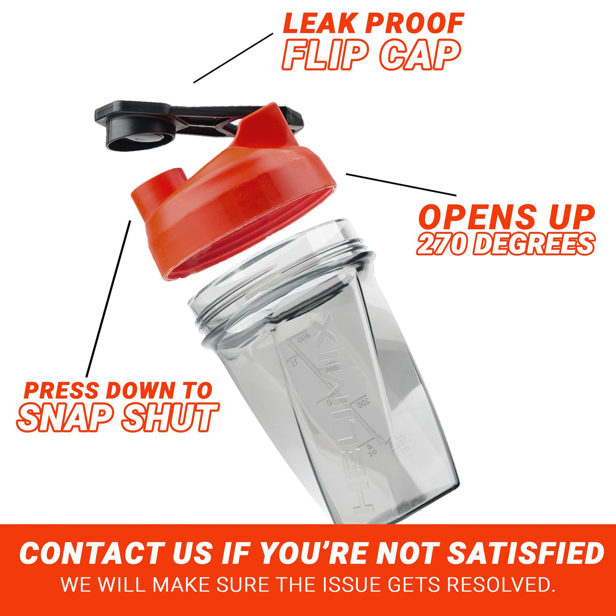 HELIMIX 1.5 Vortex Blender Shaker Bottle Holds Upto 20oz | No Blending Ball or Whisk | USA Made | Portable Pre Workout Whey Protein Drink Shaker Cup | Mixes Cocktails Smoothies Shakes | Top Rack Safe