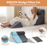 4PCS Wedge Pillow Set for After Surgery, Orthopedic Bed Wedge Pillow for Back Pain Relief, Sitting up in Bed,Recovery, Acid Reflux, Snoring, Body Pillow for Sleeping,Leg,Shoulder Support, Velvet Grey