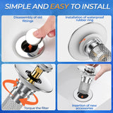 Bathroom Sink Drain Strainer,(4PCS) Pop-up Sink Drain Strainer with Removable Stainless Steel Strainer Basket Hair Catcher, Bathroom Sink Strainer for Bathroom Sink Stopper Replacement