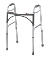 Drive Medical Deluxe 2-Button Folding Walker, Lightweight Walkers for Seniors and Adults, 350 lb. Weight Capacity, Silver