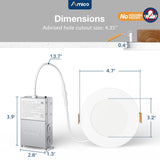 Amico 24 Pack 4 Inch 5CCT Ultra-Thin LED Recessed Ceiling Light with Junction Box, 2700K/3000K/3500K/4000K/5000K Selectable, 10W Eqv 60W, Dimmable Can Light, 800LM High Brightness Downlight - ETL&FCC