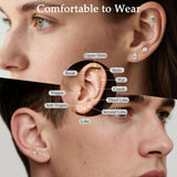 Limerencia Titanium Flat Back Screw Back Stud Earrings for Women Men