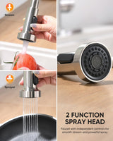 OWOFAN Kitchen Faucets, Brushed Nickel Kitchen Sink Faucet with Pull Down Sprayer Single Handle with Deck Plate Stainless Steel, Suitable for Farmhouse Camper Laundry Rv Bar - OWOFAN 9009SN