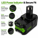 Upgrade 8000mAh Replacement for Ryobi 18V Battery High Capacity Li-Ion Batteries , P108 P104 P105 P102 P103 P109 P122 , Compatible with Ryobi 18V ONE+ System Cordless Power Tools and Charger, 2-Pack