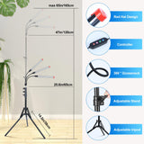 Orchbloom 3Head Grow Light with Stand, 5-Mode Timer 4/8/12/16/20H, 27 Watt Power Home Plug LED Grow Lights for Indoor Plants for Tall Houseplants, Bonsai Tree, Seed Starting, 24"-64" Adjustable Height