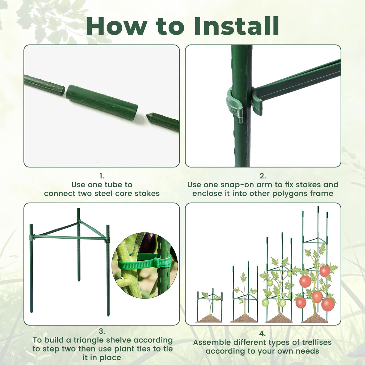 SDLDEER 6 Pack 48in Adjustable Metal Tomato Cages for Garden