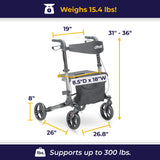 Drive Medical Nitro Clip-On Cup Holder for Walker Rollator, 6 x 4 x 3.5 Inch, Black