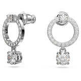 Swarovski Attract Circle Pierced Earrings with Circle Cut Crystals and matching Pavé on a Rhodium Plated Post with Butterfly Back Closure