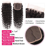 10A Water Wave Bundles with Closure (16 18 20 +14) Wet and Wavy Brazilian Virgin Human Hair 3 Bundles with 4x4 Lace Closure with Baby Hair Free Part 1B# Curly Wave Human Hair Extensions
