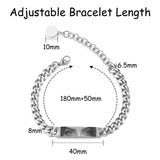 MeMeDIY Custom Eye Photo Bracelet for Men Adjustable Stainless Steel Bracelets with Photo/Name/Text Engraving Personalized Gifts for Husband Boyfriend Couple Anniversary - Silver