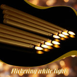 Rossesay 24 Pcs Flameless LED Taper Candles Battery Operated Candles 8.58'', 9.69'', 10.98'', 12.91'', 12.8'' Flameless Candlesticks Flickering for Halloween Christmas Church Wedding(Golden)