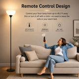 PESRAE Floor Lamp, Remote Control with Stpeless Color Temperatures and Brightness, Torchiere lamp for Bedroom, Living Room, Bulb Included (Matte Black)
