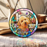 Custom Dog Portrait Stained Glass Window Hanging Light Catcher, Pet Memorial Stained Glass Photo, Dog Memorial Gift Pet Loss Sympathy Gift