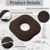 Wuronsa Ear Piercing Pillow for Side Sleepers, Pillow with an Ear Hole for CNH and Ear Pain Ear Inflammation Pressure Sores, O-Shaped Side Sleeping Pillow, Ear Guard Pillow(Dark Brown)