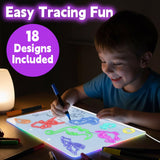 16" Led Drawing Board for Kids with 18 Tracing Pages - 4 Modes & Acrylic Dry Erase Led Note Board with 7 Colors, Light Magic Boards for Writing Art Toys, Christmas & Birthday Gifts for Girls Boys