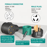 Strightinc 4 Prong to 3 Prong Dryer Plug Adapter with Green Ground Wire, Connects 4-Prong New Dryer Female to 3 Prong Old Dryer Male Receptacle, 10-30P to 14-30R Dryer Adapter