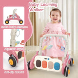 Baby Play Gym Walker Kick and Play Piano Gym for Boys Girls Play Mat Musical Tummy Time Mat Infant Christmas Newborn Gifts Toddlers (Pink)