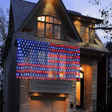 Solar American Flag Lights, 420 LED Waterproof American Flag Net Lights Independence Day Decorations 8 Modes Outdoor String Light for 4th of July Independence Day, Garden, Yard Home Decorations