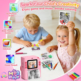 Yunaking Kids Camera Instant Print, Birthday Christmas Girls Gift 3-12 Pink