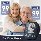 Sinocare Blood Pressure Monitor, Upper Arm Blood Pressure Monitors for Home Use, Adjustable Arm Cuff 8.6"-16.5", One-Button Operation, Dual User, Accurate & Practical (Black)