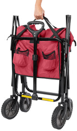 Amazon Basics Collapsible Heavy Duty Utility Wagon for Outdoor Sports, Camping, Garden, and Pets, Portable with Handle, 265 pounds Weight Capacity, 27.6 x 40.9 x 20 inches, Red
