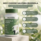 Salvora Rhodiola Rosea Supplement – Golden Root Adaptogen Capsules - Rhodiola Rosea Extract Powder Alternative with Salidroside for Stress Support - Energy, Focus & Performance