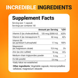 Dr. Berg D3 K2 Vitamin 5000 IU w/MCT Powder - Includes 50 mcg MK7 Vitamin K2, Purified Bile Salts, Zinc & Magnesium for Ultimate Absorption - K2 D3 Vitamin Supplement - 60 Capsules
