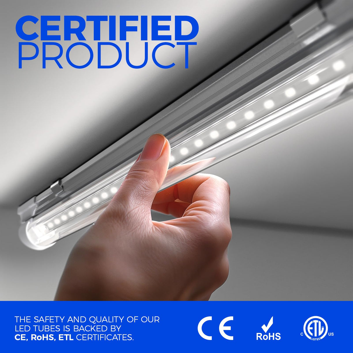 Barrina LED Shop Lights, 8FT 72W 10000LM 5000K, Daylight White, V Shape, Clear Cover, High Output, Linkable, T8 LED Tube Light, for Garage 8 Foot with Plug (Pack of 10)