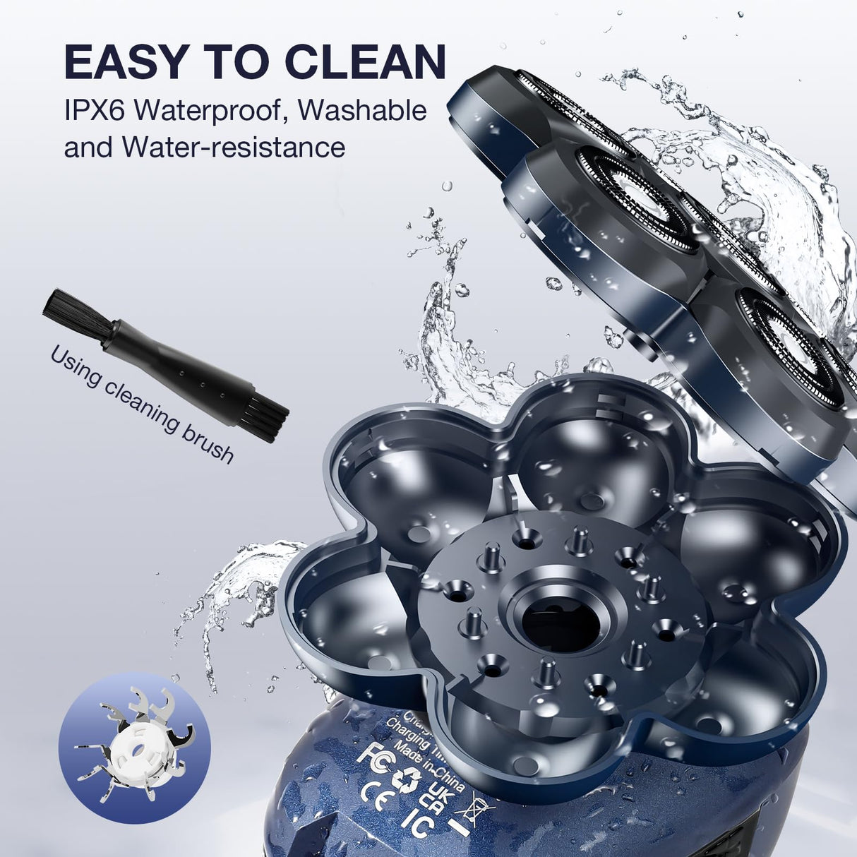 Head Shaver 7D, Wyklaus Head Shavers for Bald Men, Head Electric Razor with Nose Hair Trimmer, Waterproof Wet Dry Mens Grooming Kit