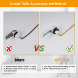Hibbent Universal Metal Front Mount Toilet Handle Replacement Kit, Brass Toilet Flush Tank Lever with Stainless Steel Flapper Chains for Most Toilets, White Finish